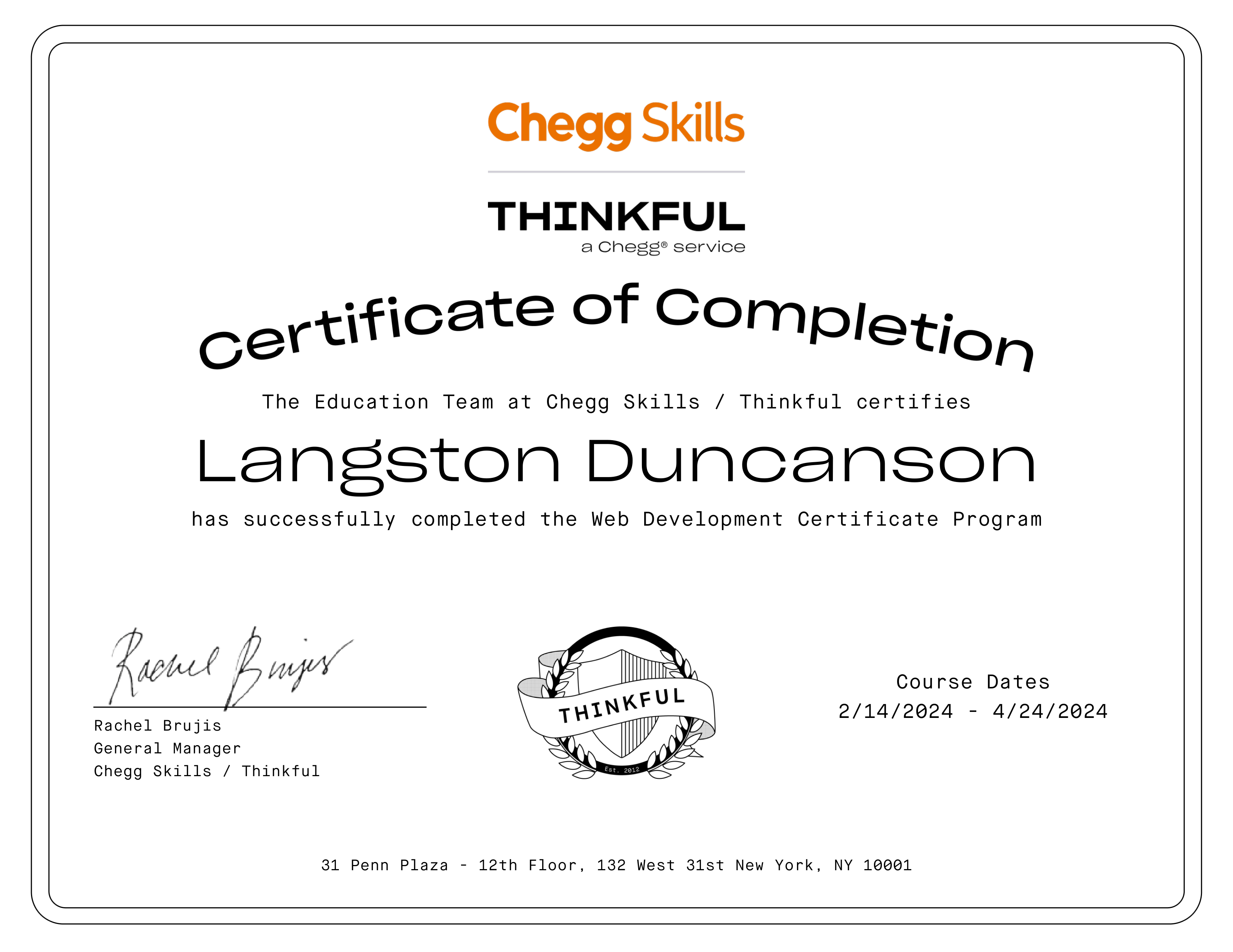 Web Development Certificate Program